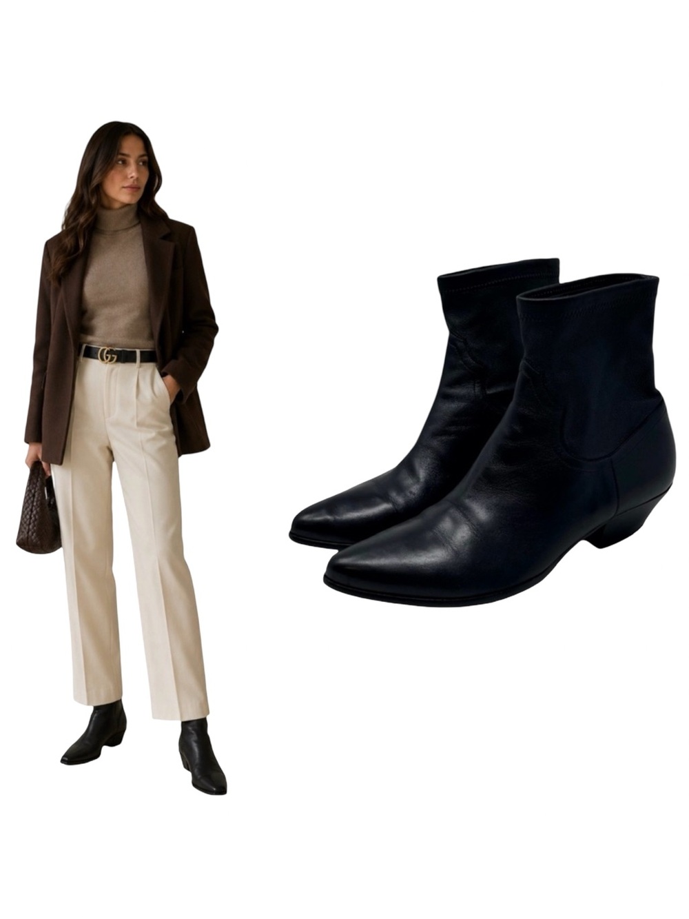 Tamara Mellon Go West Ankle Boots Size EU 39 Black Nappa Leather Quiet Luxury